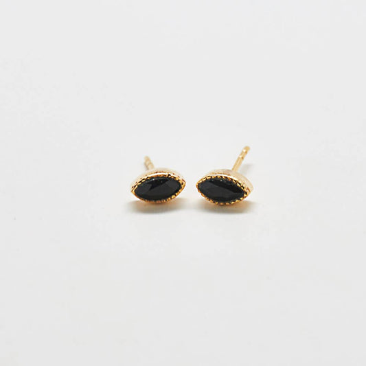 Onyx Natural Gemstone Teardrop Stud Earring - Jewelry - SPARROW