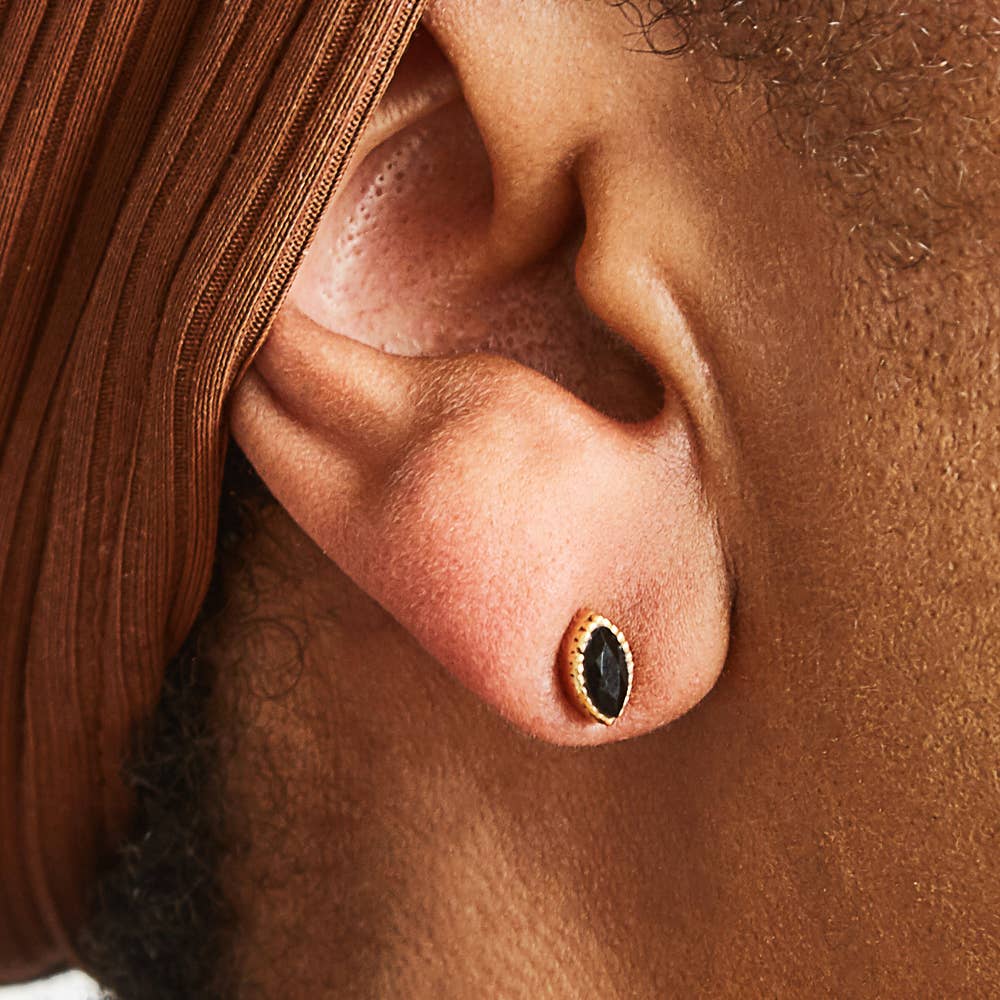 Onyx Natural Gemstone Teardrop Stud Earring - Jewelry - SPARROW