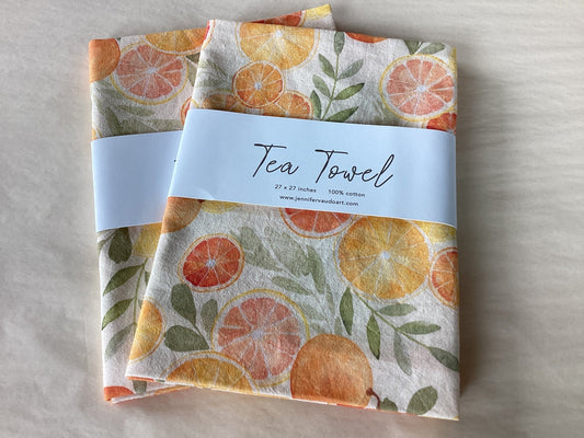 Oranges Tea Towel, Watercolor - SPARROW