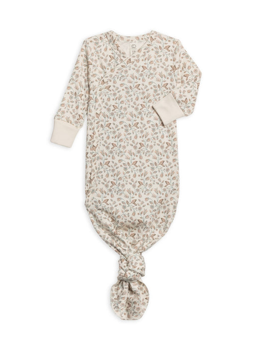 Organic Newborn Baby Indy Kimono Gown - Yuma Floral / Teal + Taupe - SPARROW