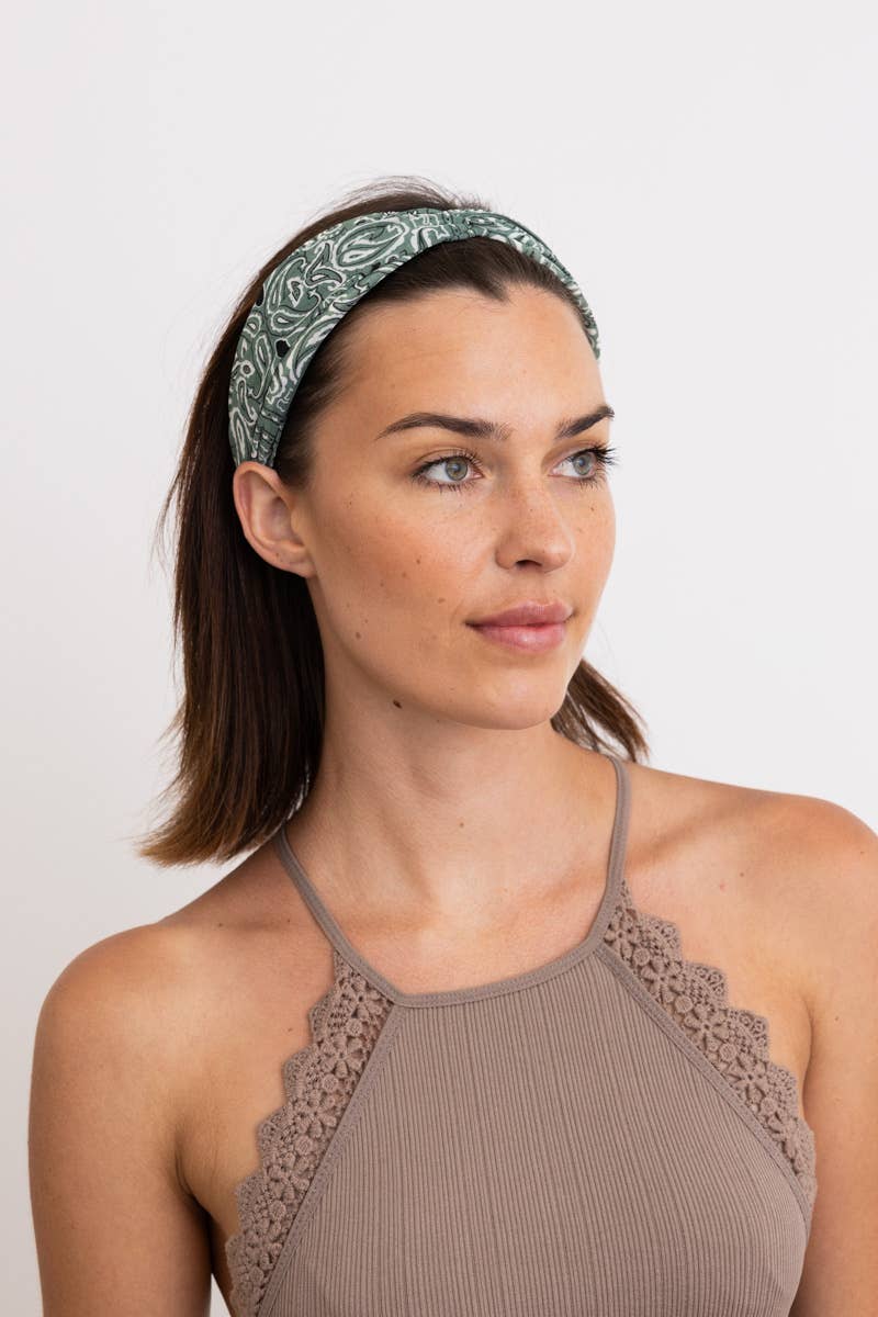 Paisley Headband - Olive - SPARROW