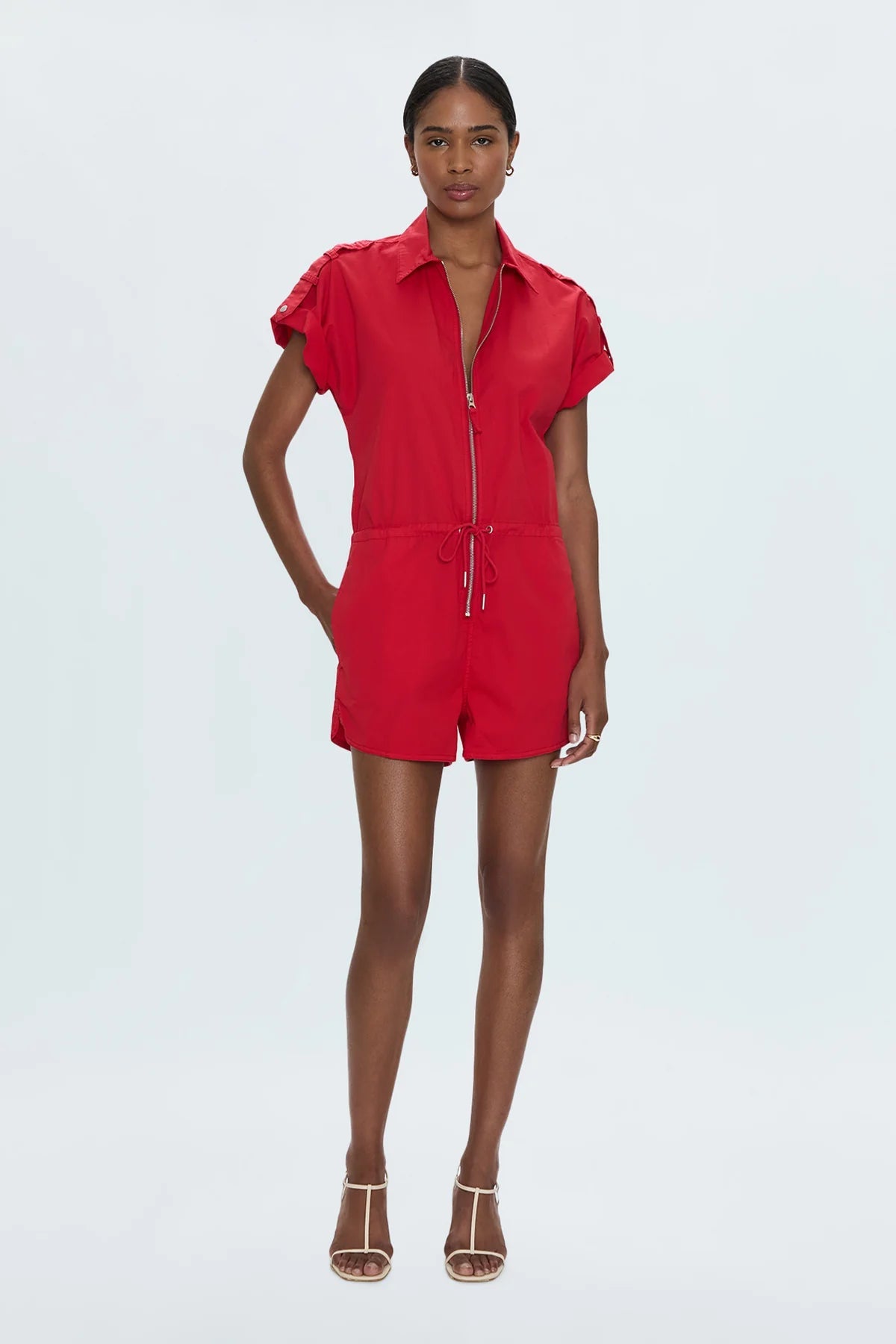 Pistola Meg Zip Front Romper - Red - SPARROW