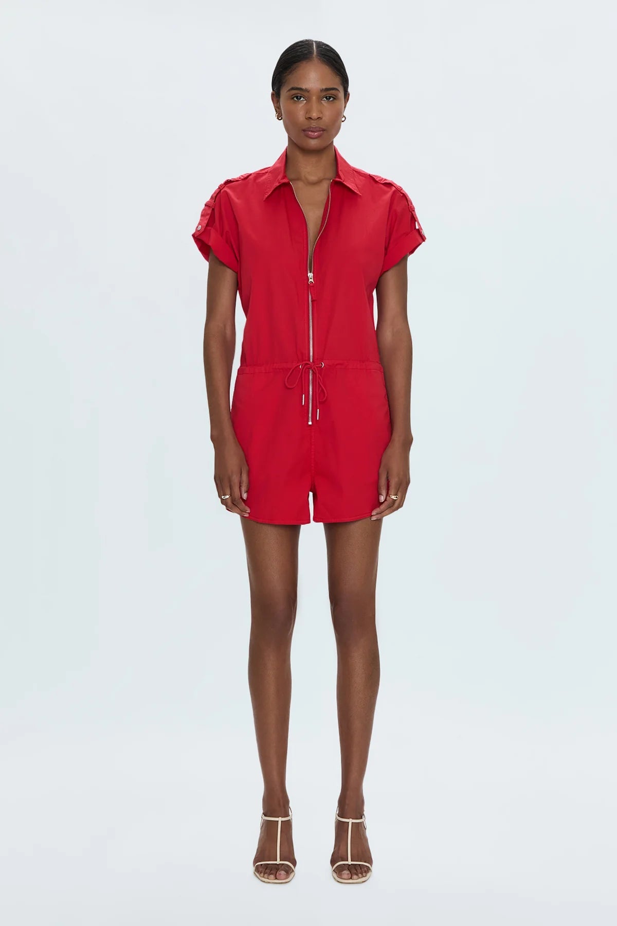Pistola Meg Zip Front Romper - Red - SPARROW