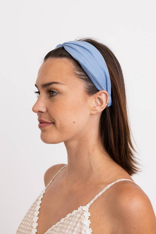 Pleated Solid Color Headband - Blue - SPARROW