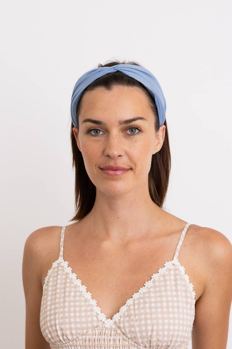 Pleated Solid Color Headband - Blue - SPARROW