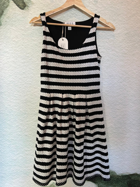 Preloved Elle White & Black Stripe Mini Dress - SPARROW