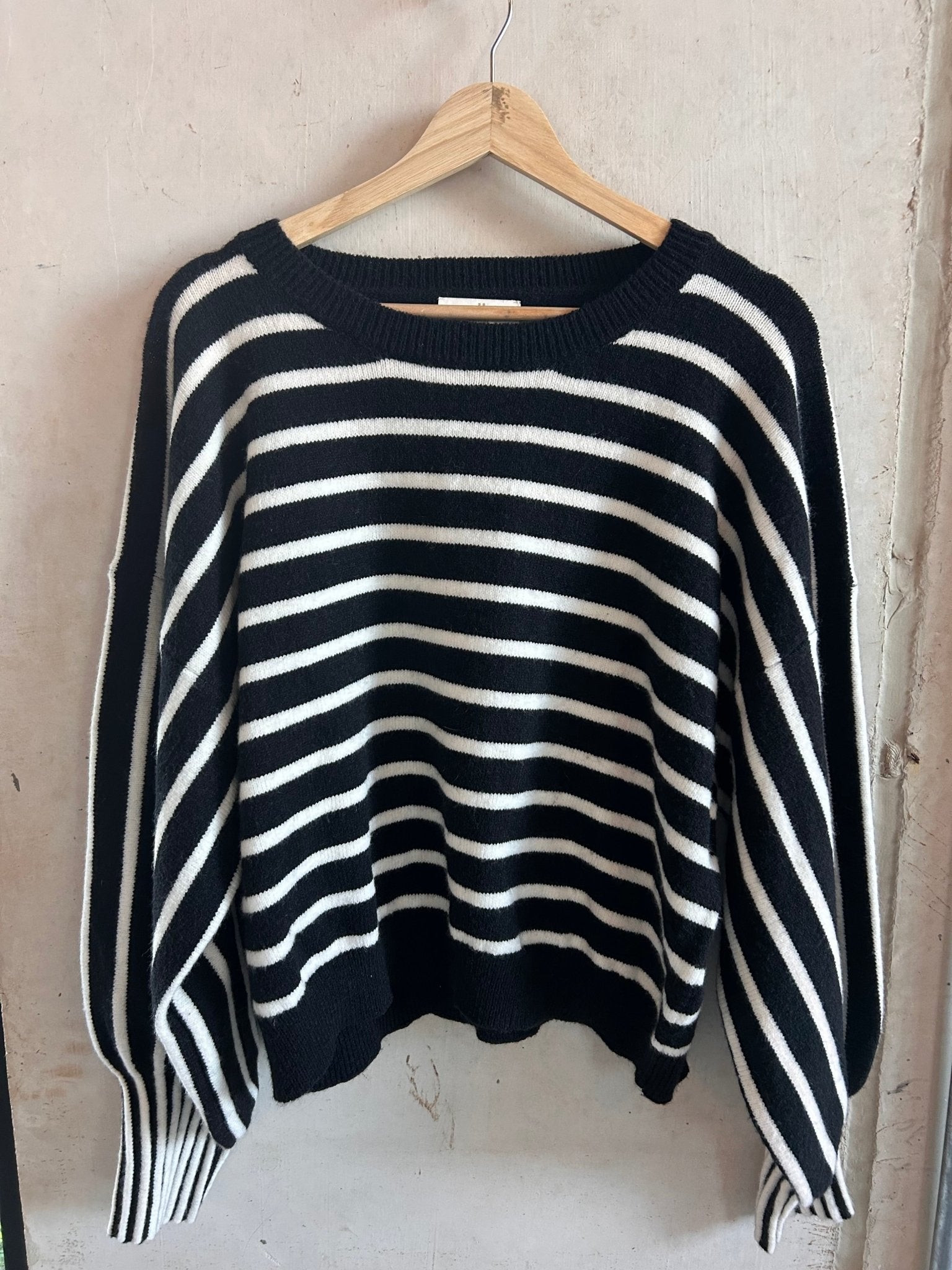 Preloved Mello Puff Sleeve Striped Sweater - SPARROW