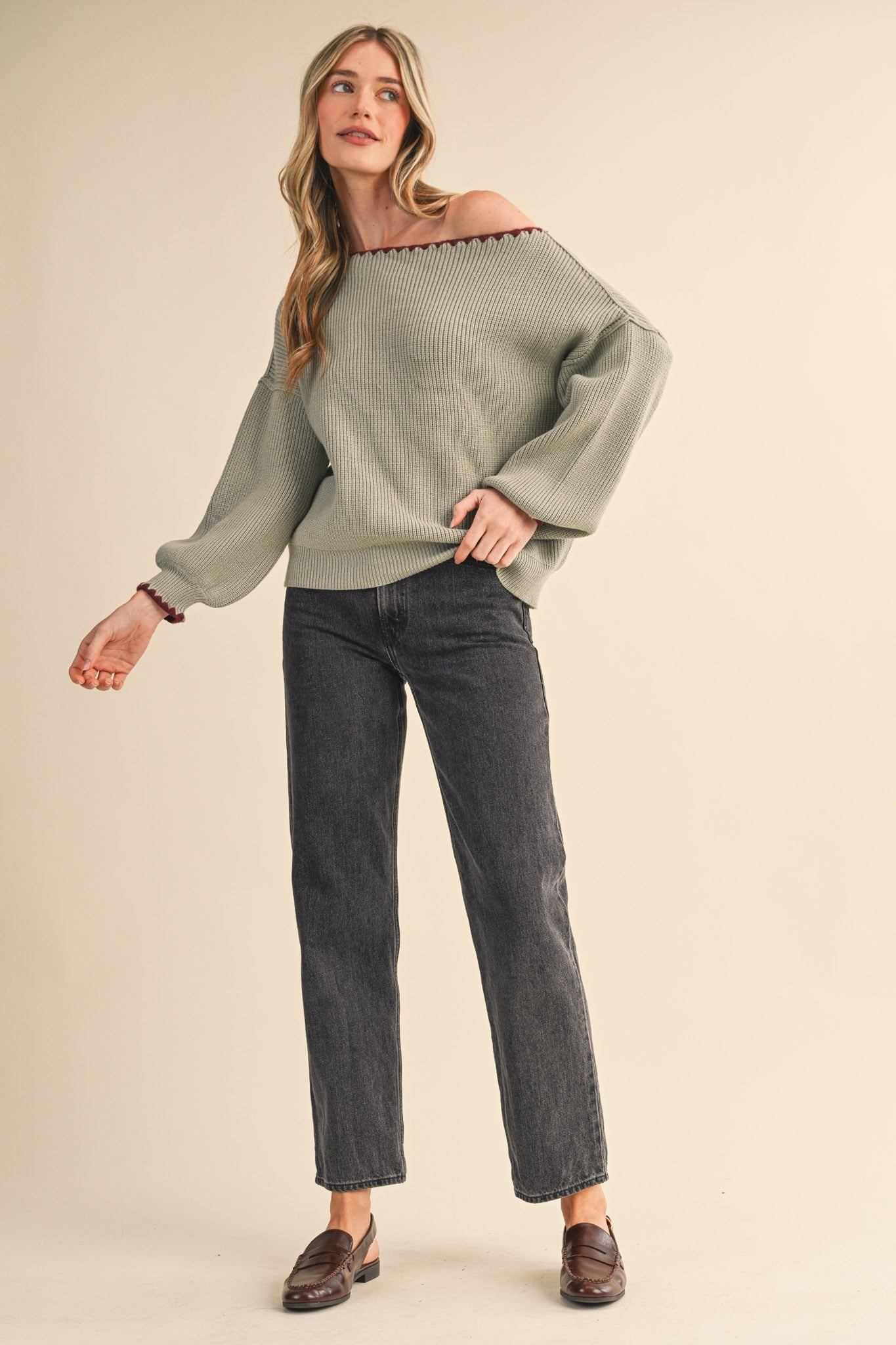 Rachel Sweater - Mint Burgundy - SPARROW