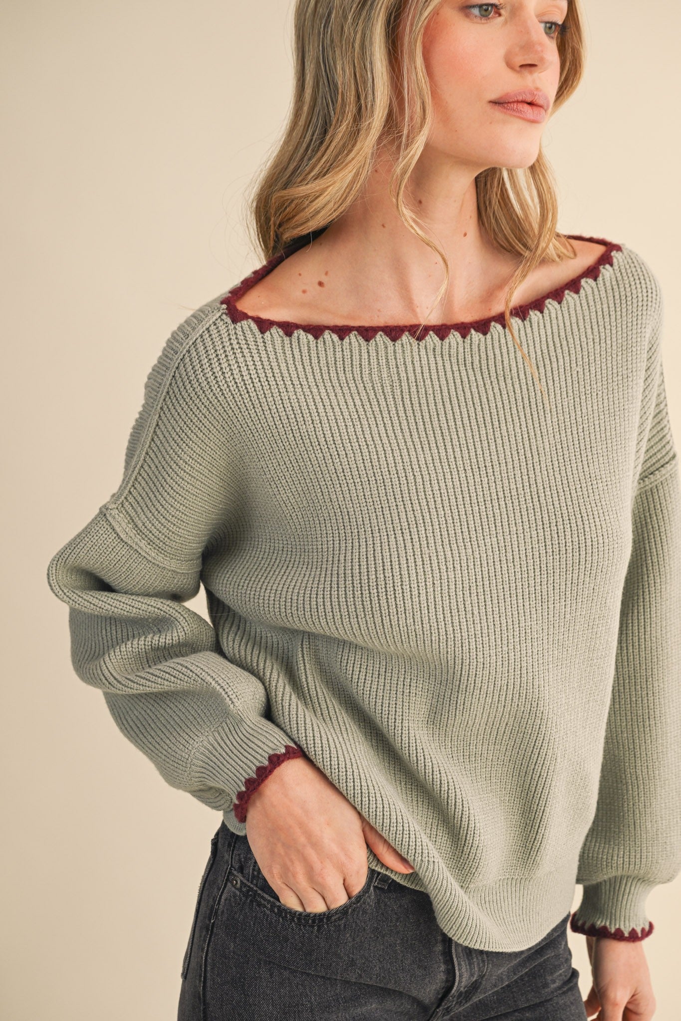 Rachel Sweater - Mint Burgundy - SPARROW