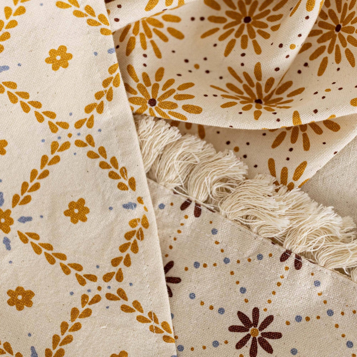 Rae Set of 3 Vintage Floral Kitchen Towels Cotton - SPARROW