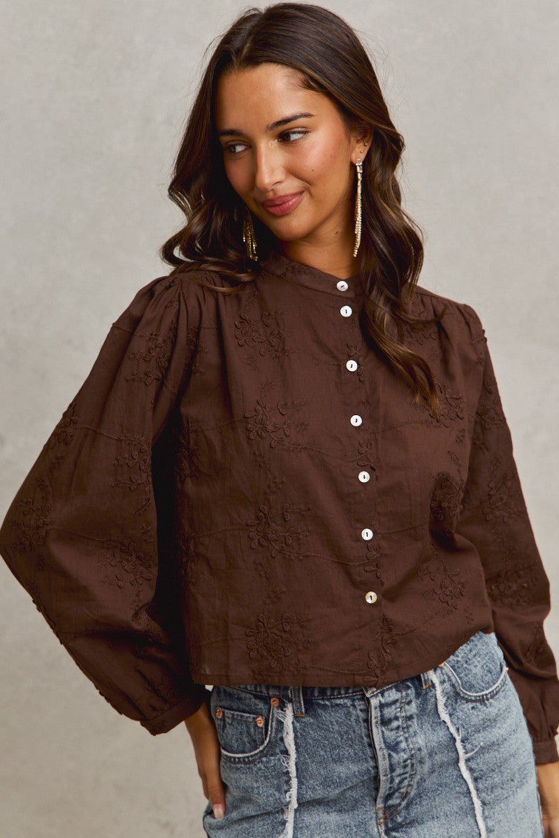 Raelynn Blouse - Brown - SPARROW