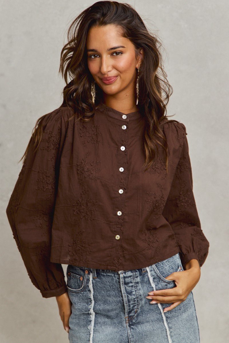 Raelynn Blouse - Brown - SPARROW