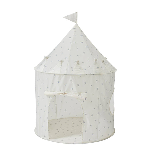 Recycled Fabric Play Tent Castle - Prints: Blueberry Ivory - SPARROW