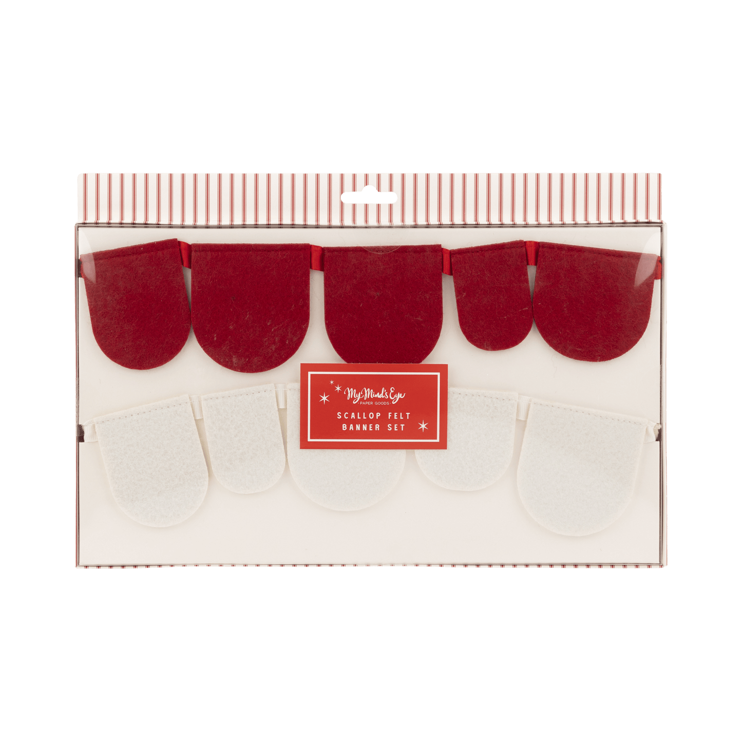 Red and Cream Scalloped Felt Banner Set - SPARROW