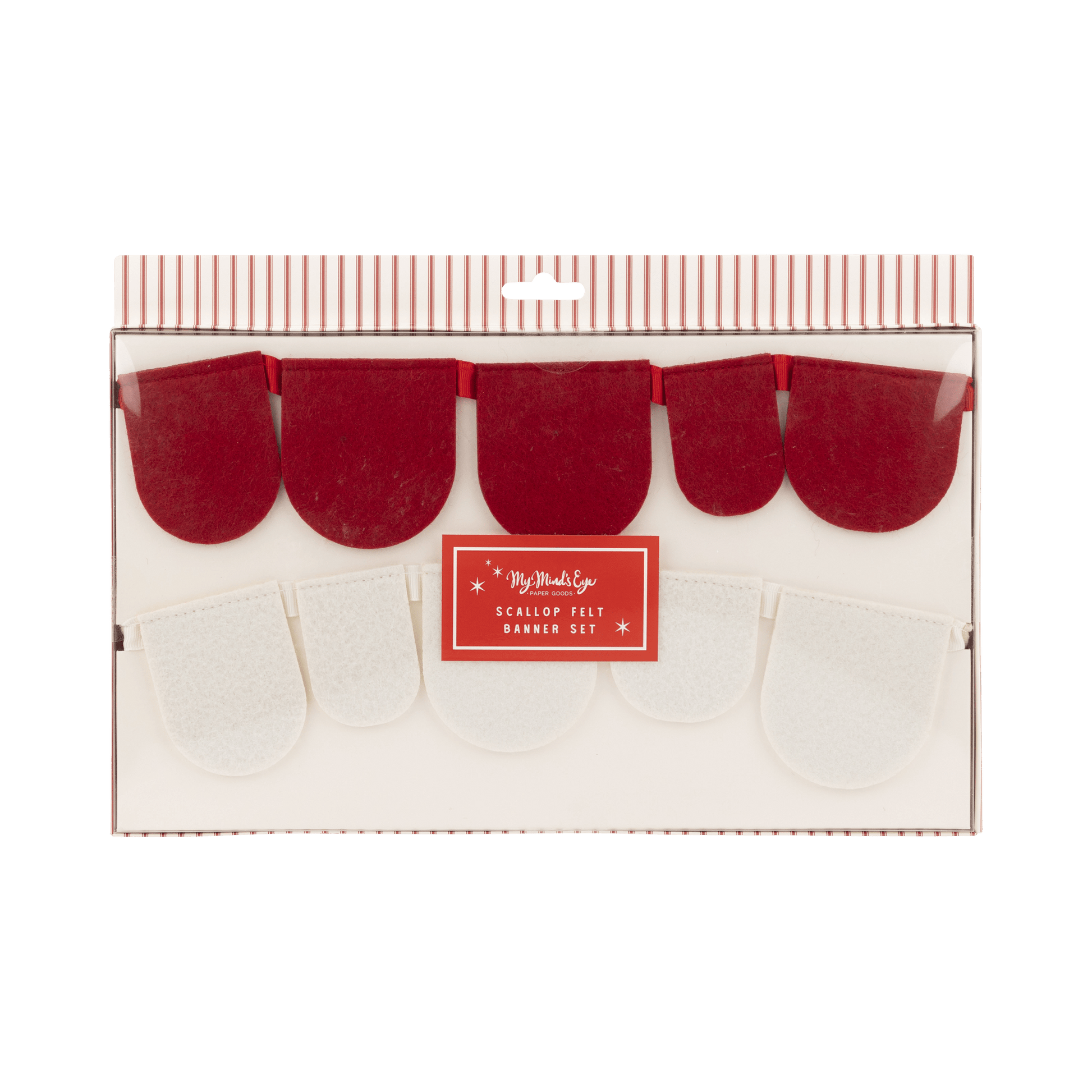 Red and Cream Scalloped Felt Banner Set - SPARROW