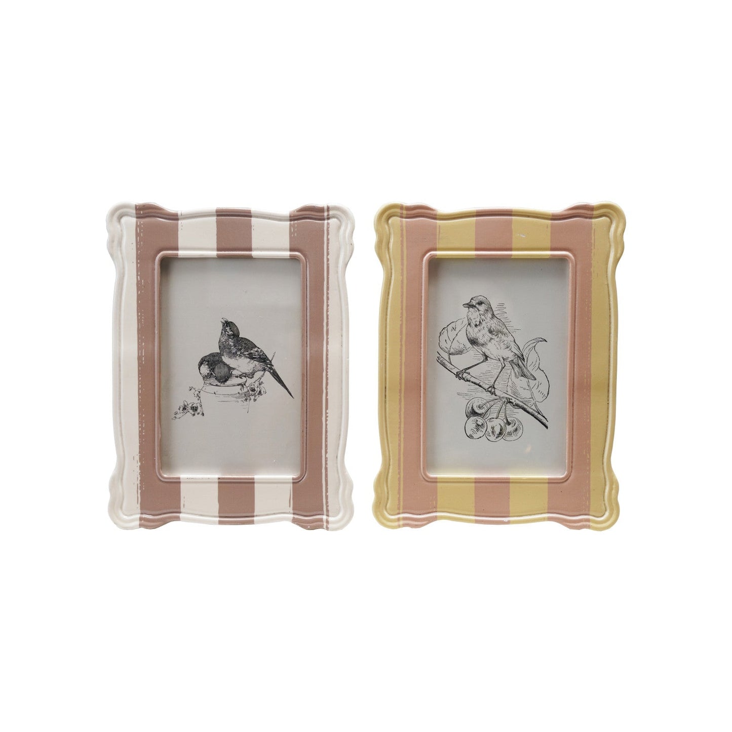 Resin Striped Photo Frame - Tan + Cream - SPARROW