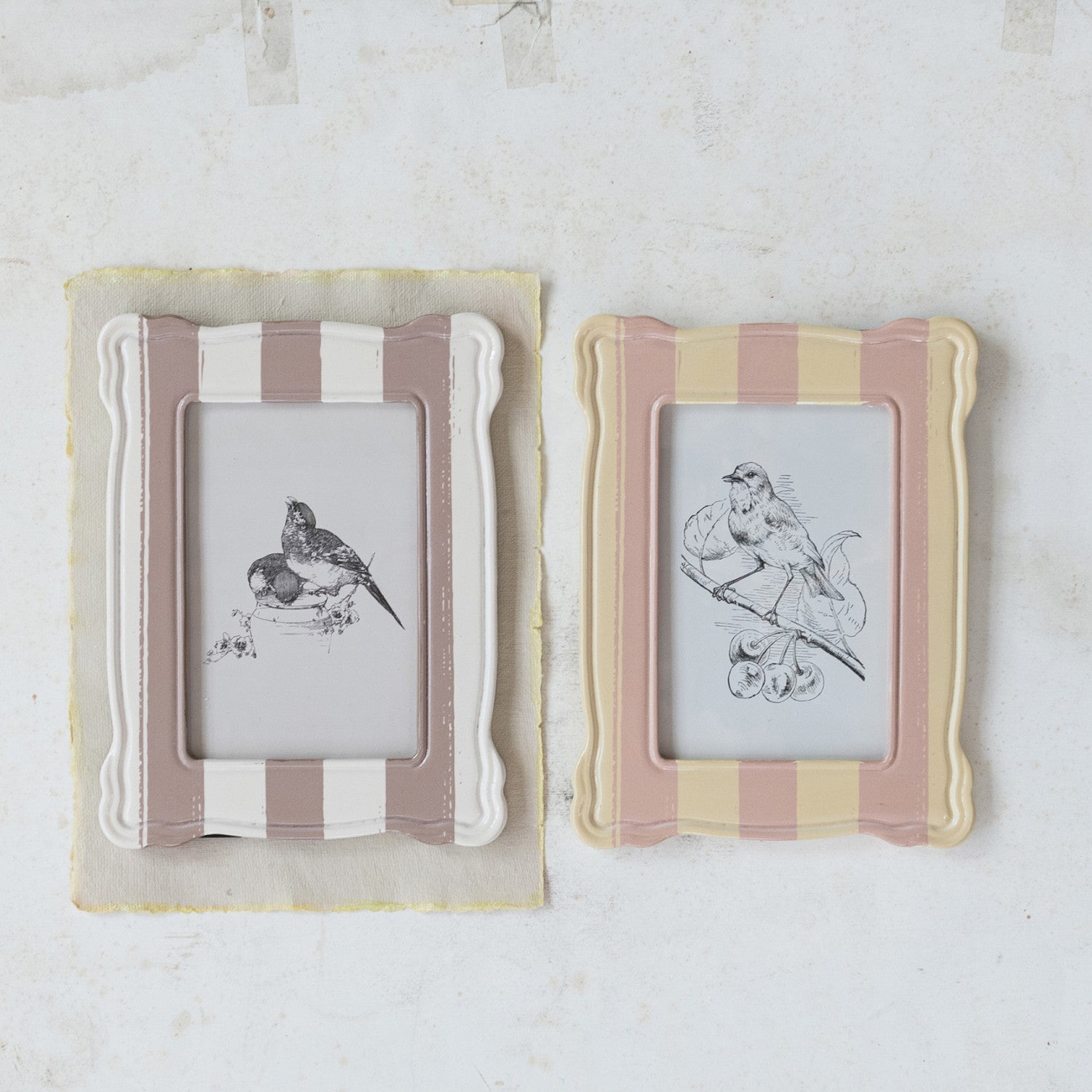 Resin Striped Photo Frame - Tan + Cream - SPARROW