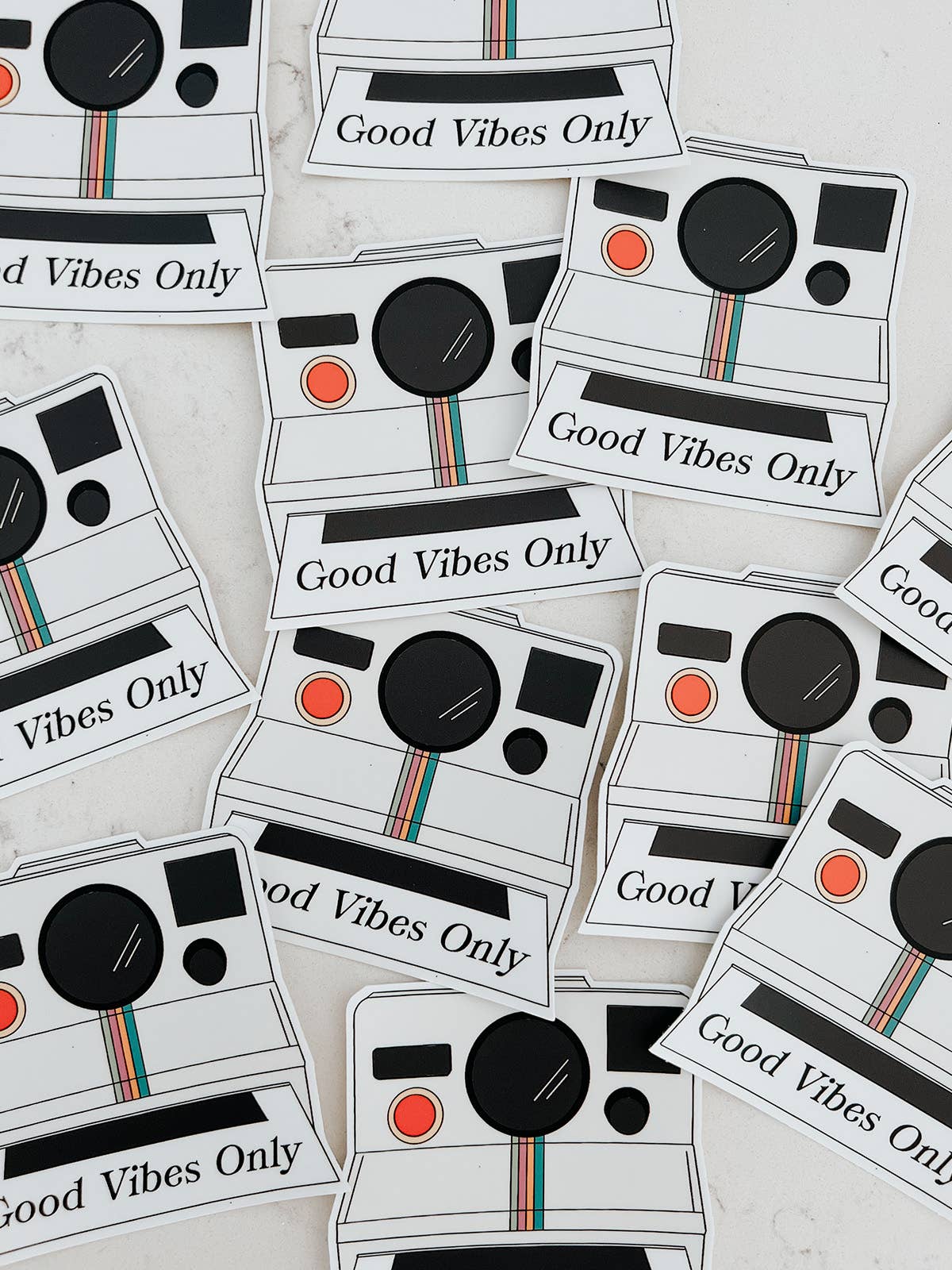 Retro Polaroid Camera "Good Vibes Only" Vinyl Sticker - SPARROW