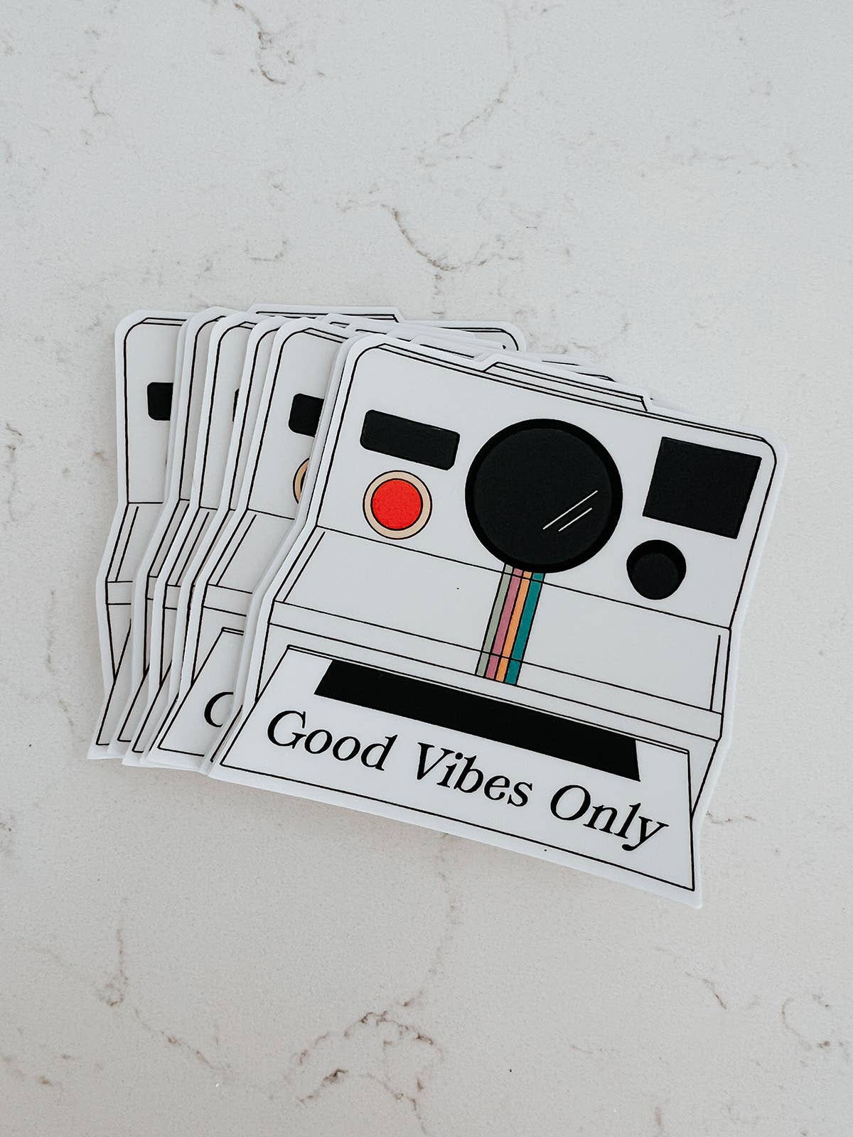 Retro Polaroid Camera "Good Vibes Only" Vinyl Sticker - SPARROW