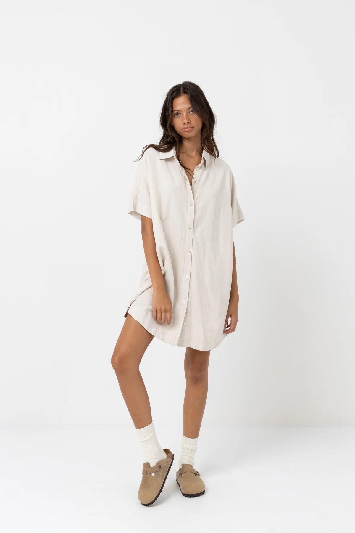 Rhythm. Classic Shirt Dress - Oat - SPARROW