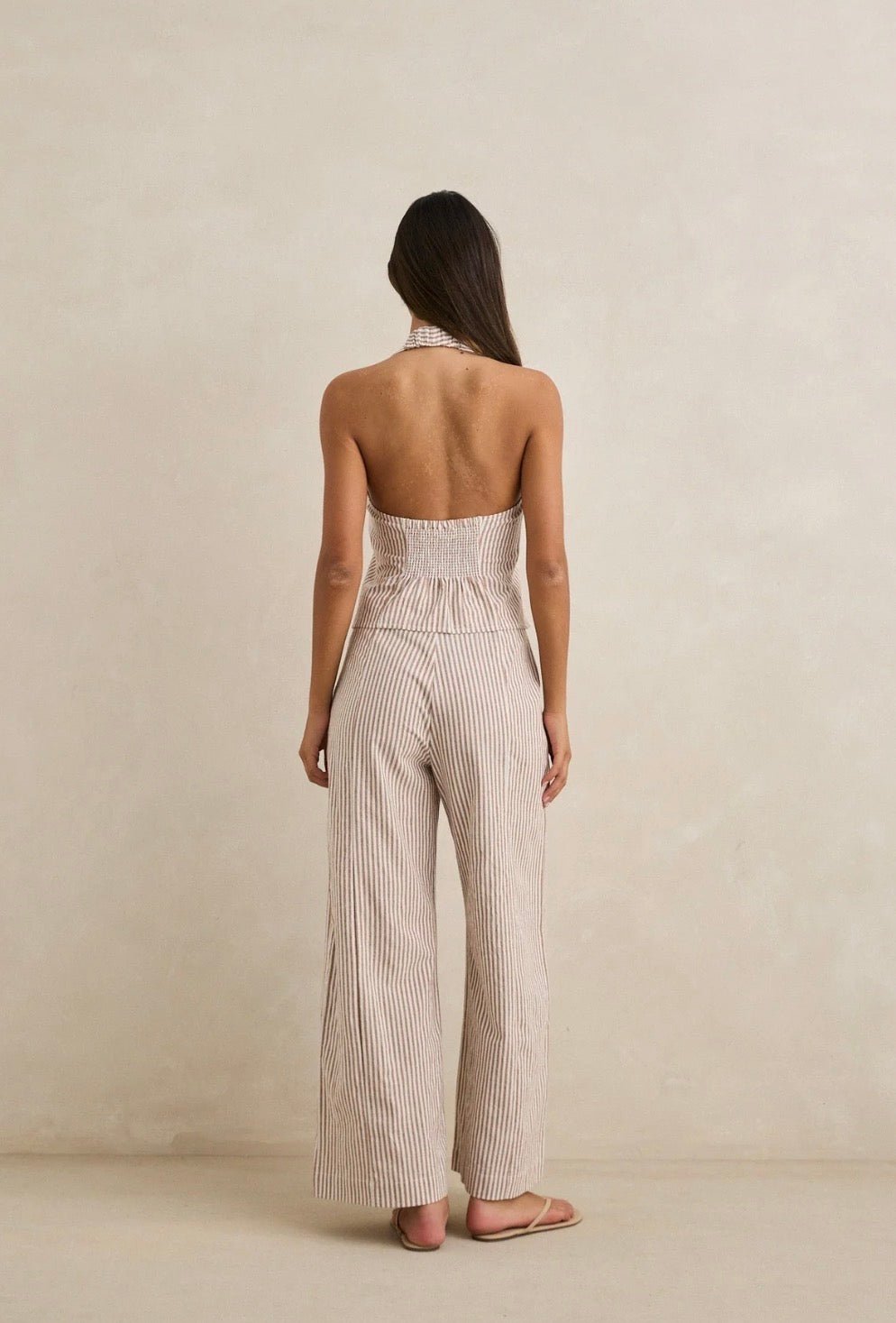 Rhythm. Louise Tie Front Halter Top - SPARROW