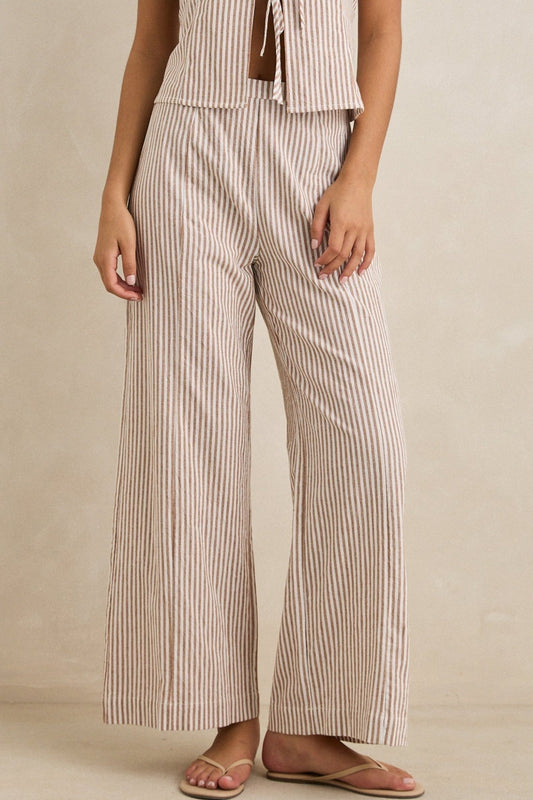 Rhythm. Louise Wide Leg Pant - Tan - SPARROW