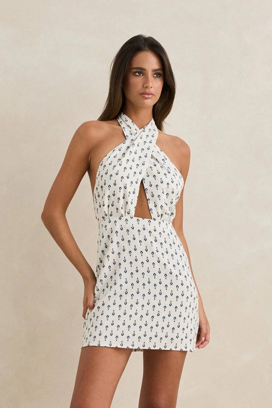 Rhythm. Seacliff Halter Mini Dress - SPARROW