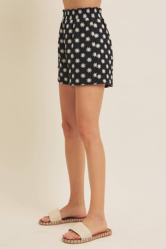 Salome Embroidered Shorts - Black - SPARROW