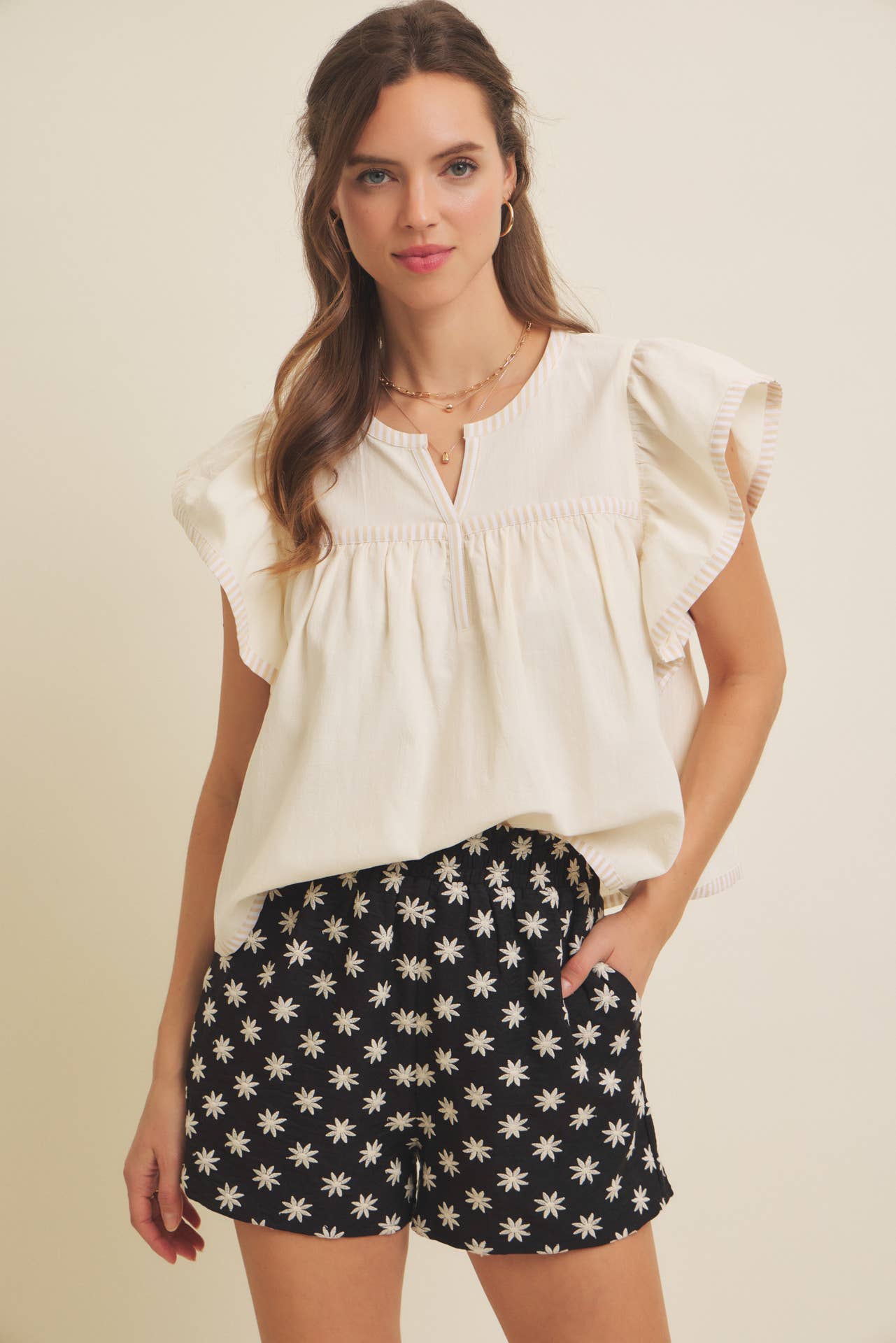 Salome Embroidered Shorts - Black - SPARROW