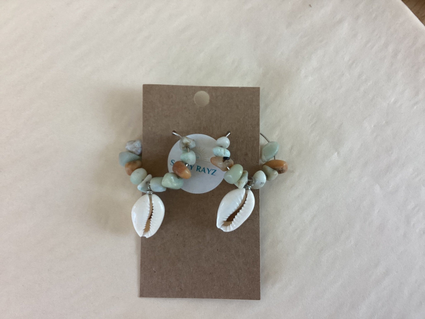 Salty Rays Cowrie Stone Hoops - SPARROW