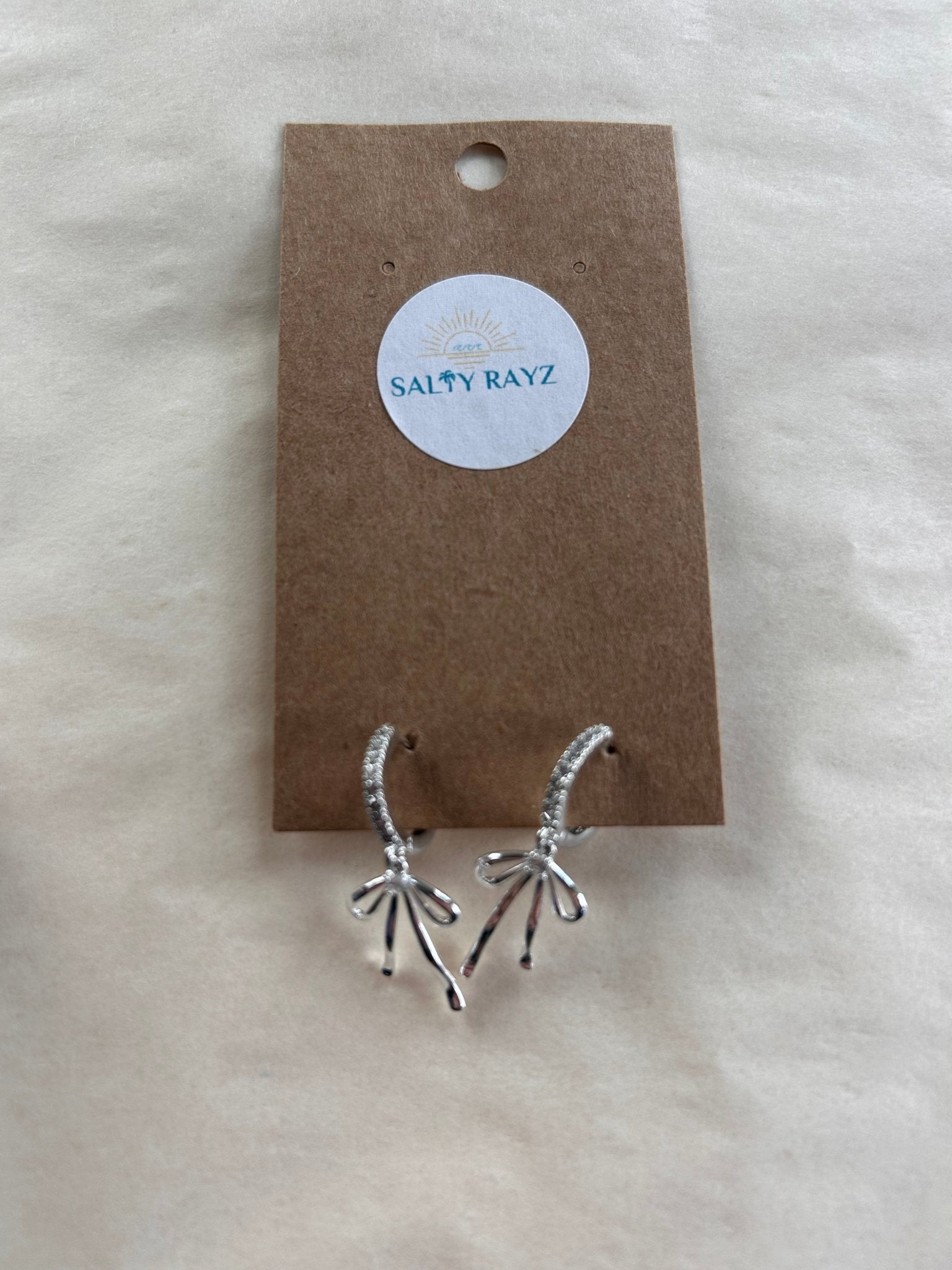 Salty Rayz Sophia Bows Earrings Silver - SPARROW