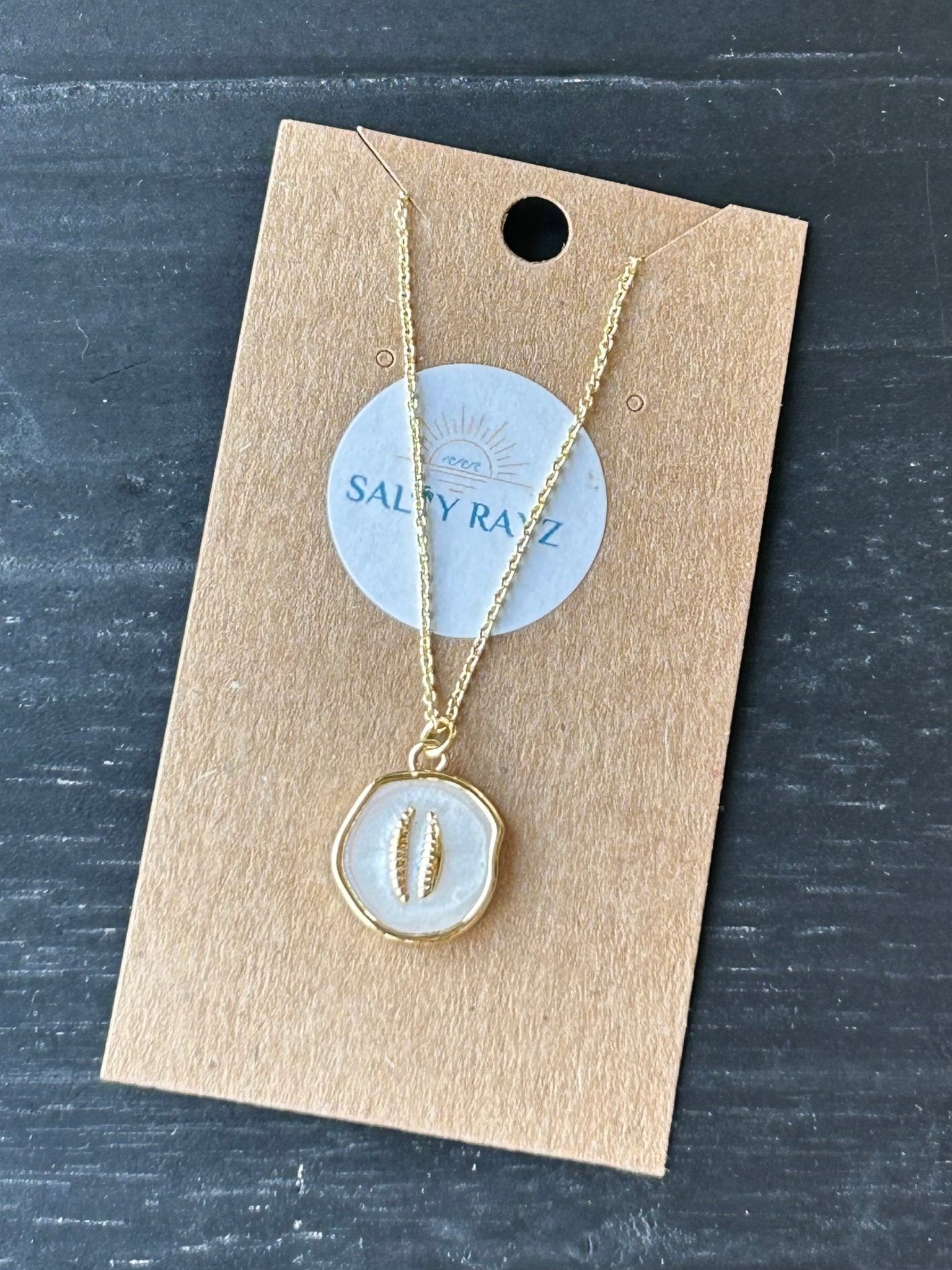 Salty Rayz White Sea Cowrie Necklace 14KGP - SPARROW