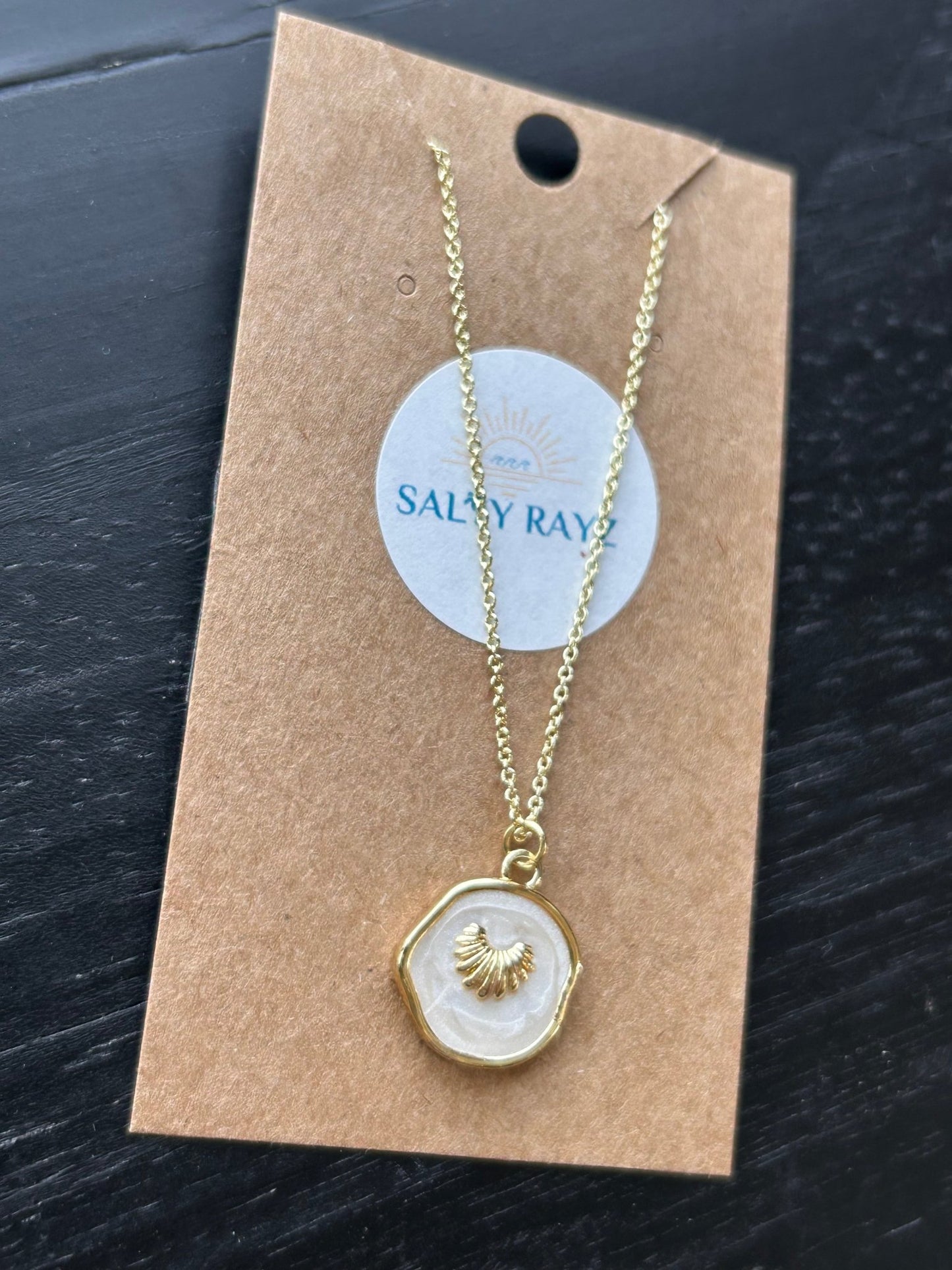 Salty Rayz White Sea Shell Necklace 14KGP - SPARROW