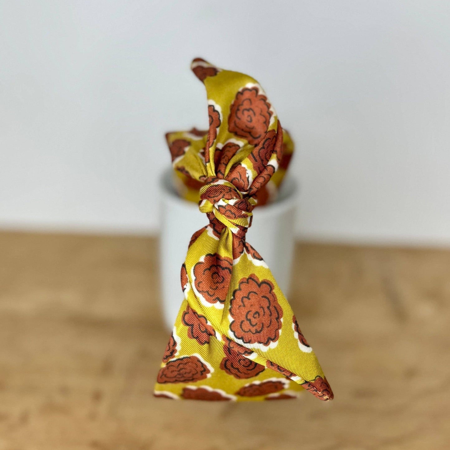 Satin Scarf Bow Knot Headband | Vintage Retro Floral Print - SPARROW
