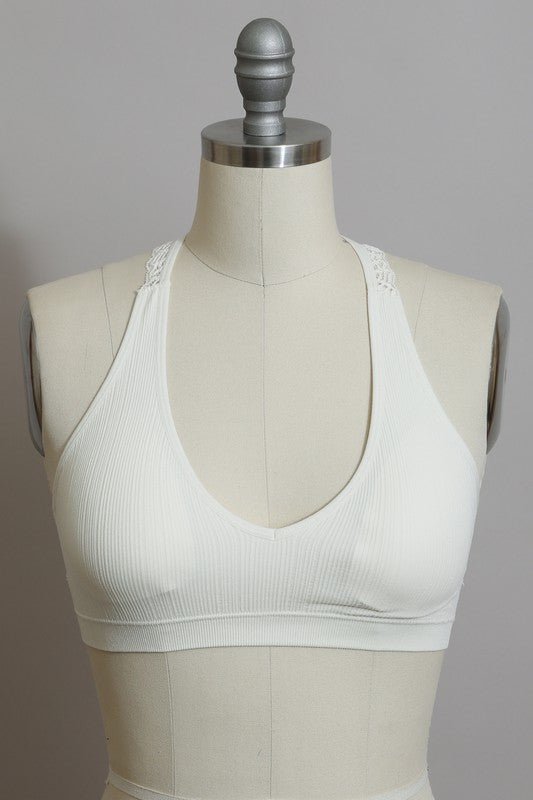 Seamless Front Lace Racerback Bralette - SPARROW
