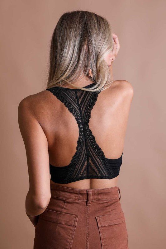 Seamless Front Lace Racerback Bralette - SPARROW