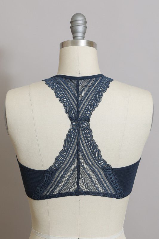 Seamless Front Lace Racerback Bralette - SPARROW