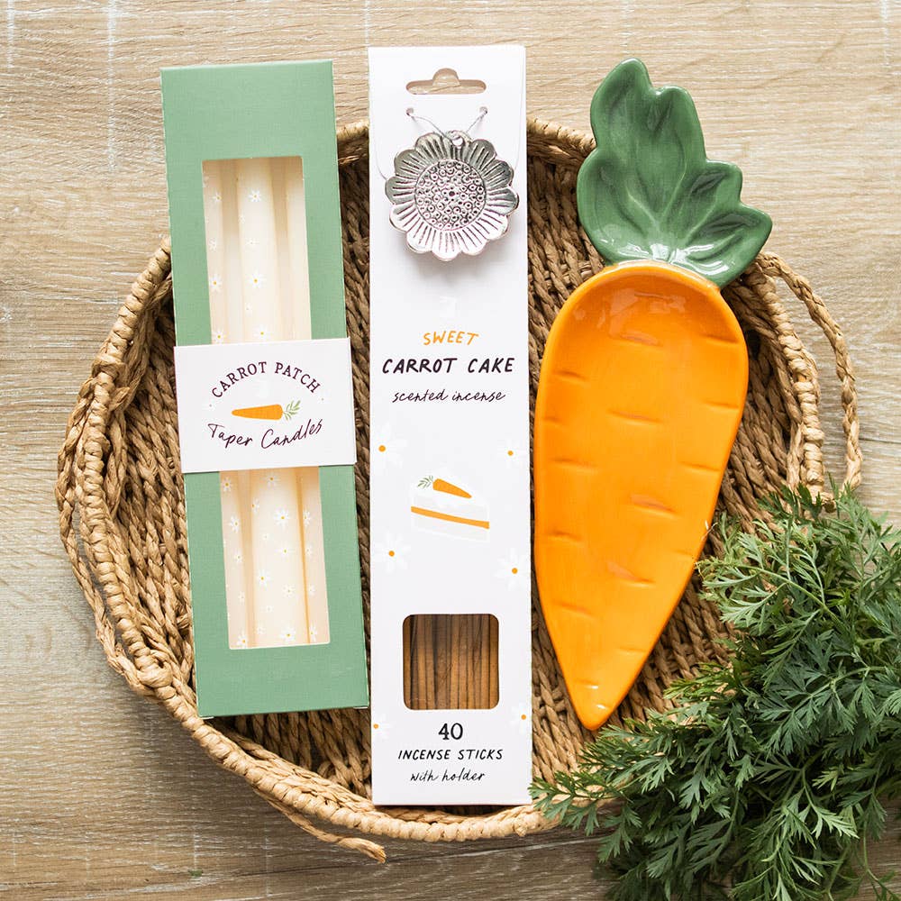 Set of 3 Carrot Patch White Daisy Taper Candles - SPARROW