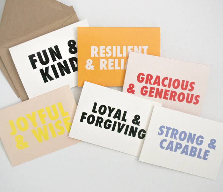 Set of 6 Mini Affirmation Greeting Cards - SPARROW