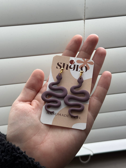 Shylo Snake Earrings - Dark Purple - SPARROW