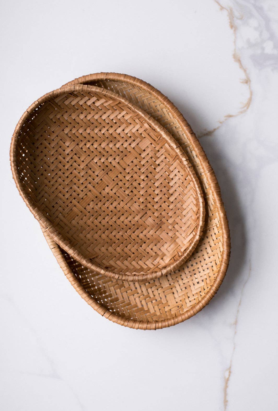 Smoked Bamboo Woven Basket Tray - Small - SPARROW