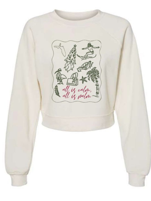 Sparrow 2025 Holiday Women's Crop Crewneck Sweatshirt Vintage White - PREORDER - SPARROW