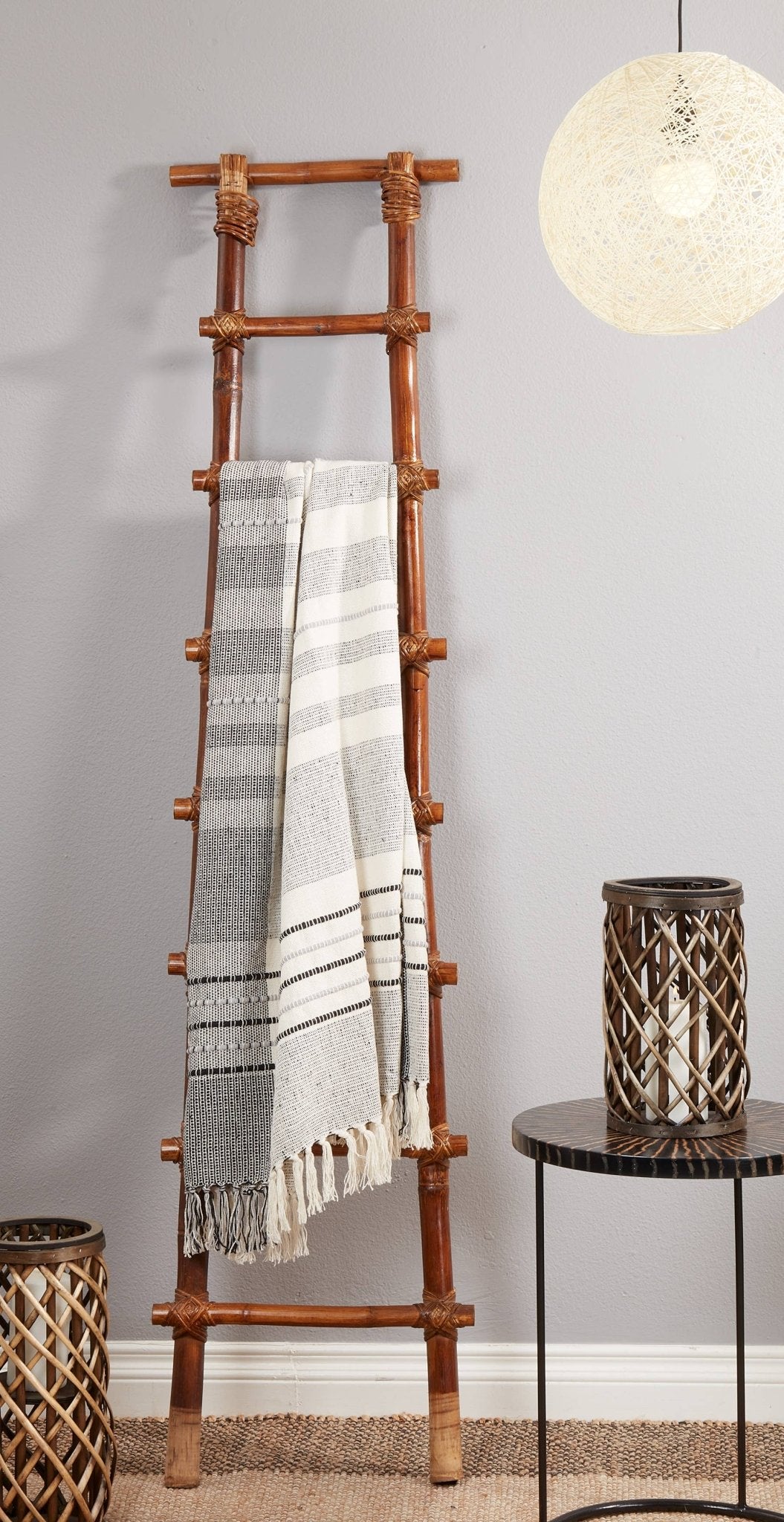 Striped Design Throw Blanket | Grey - SPARROW