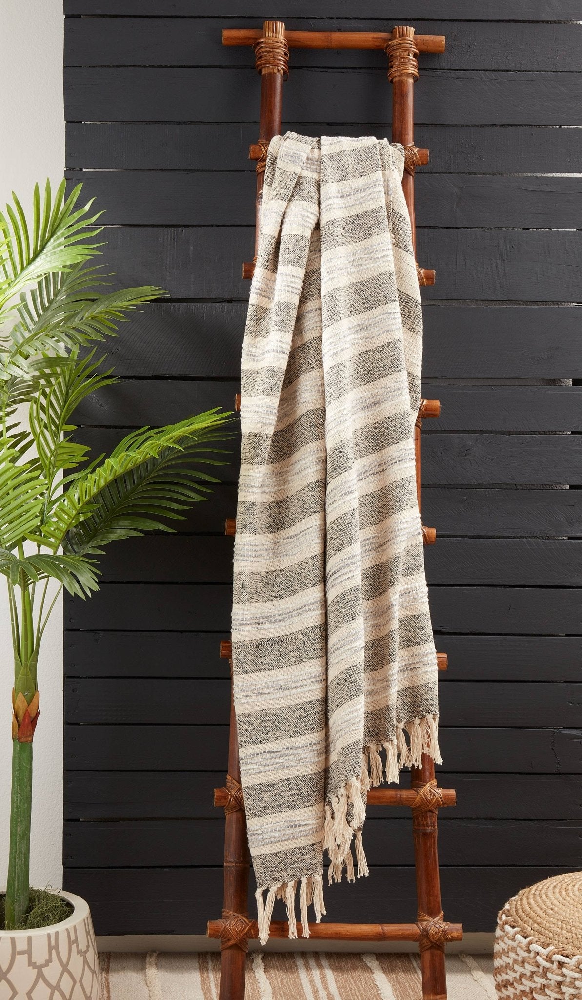 Striped Throw Blanket | Grey - SPARROW