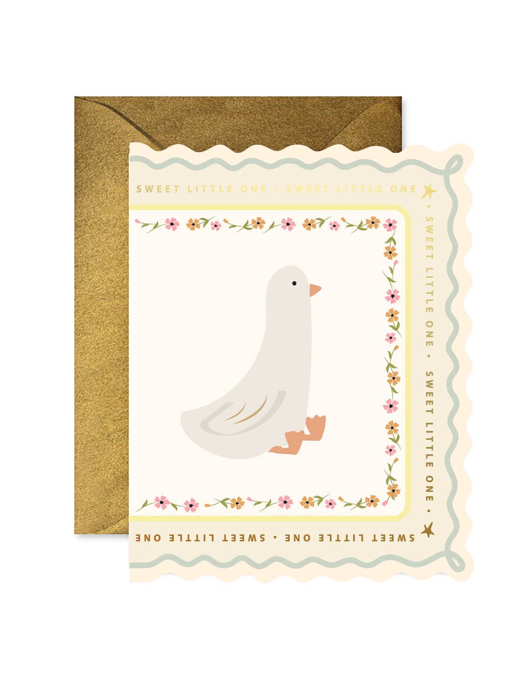 Sweet Little Goose Scallop Greeting Card - SPARROW