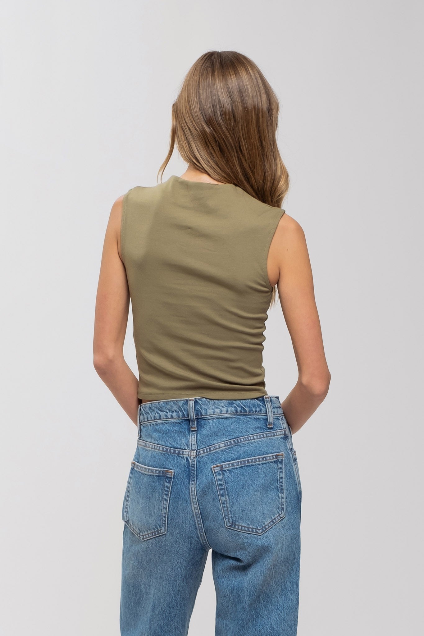Teagan Mock Neck Top - Green - SPARROW