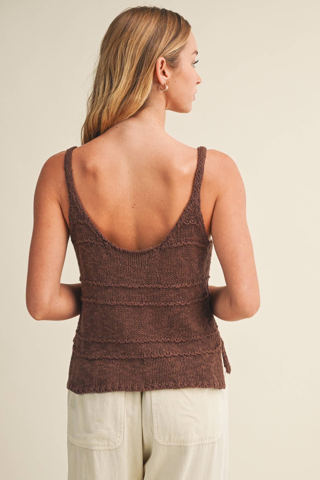 Tia Textured Knit Cami - Chocolate - SPARROW