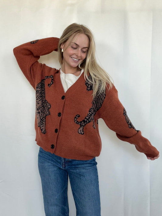 Tiger Cardigan - Rust - SPARROW