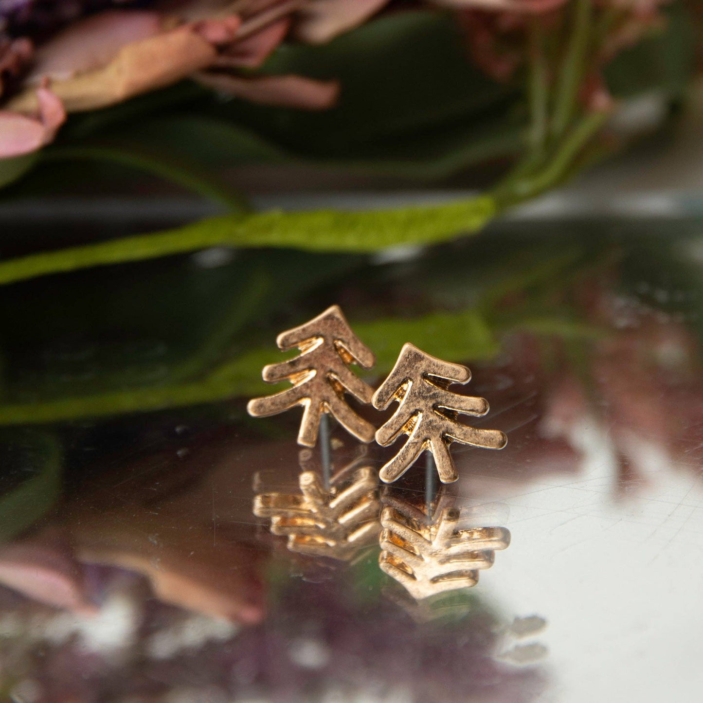 Tree Stud Earrings - Gold - SPARROW