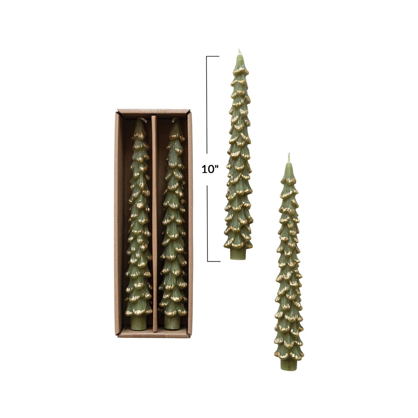Unscented Tree Shaped Taper Candles w/ Gold Tips - SPARROW